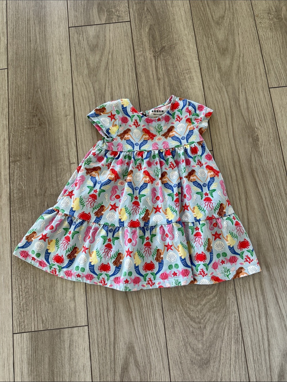 Mini Boden Girls Mermaid Print Twirly Jersey Dress 3-4Y - Picture 3 of 7